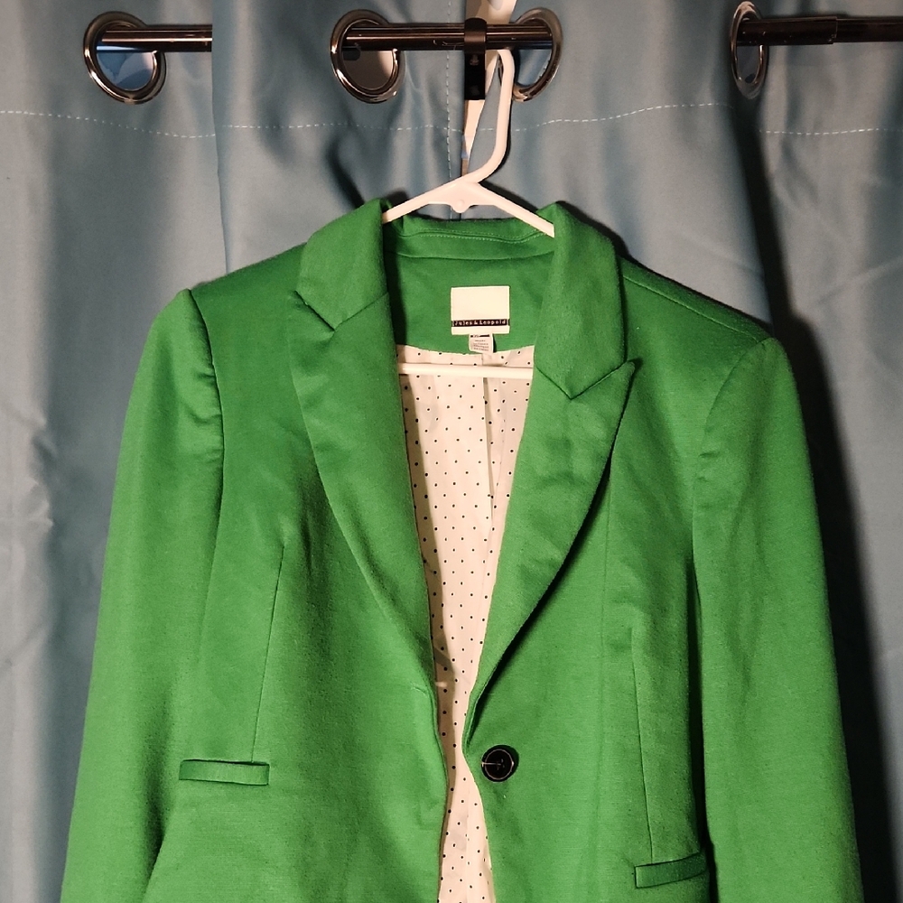 Jules & Leopold Vibrant Green Jacket with Polka Dot Detail